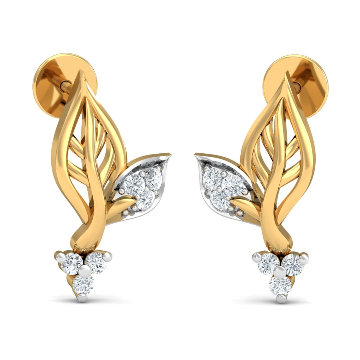 18K Gold Earrings and 0.13 carat Diamonds