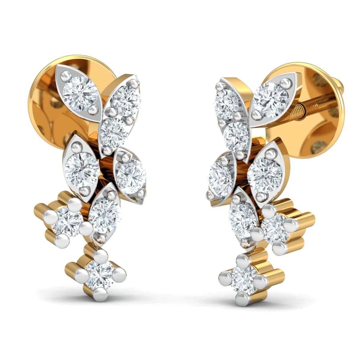 18K Gold Earrings and 0.20 carat Diamonds
