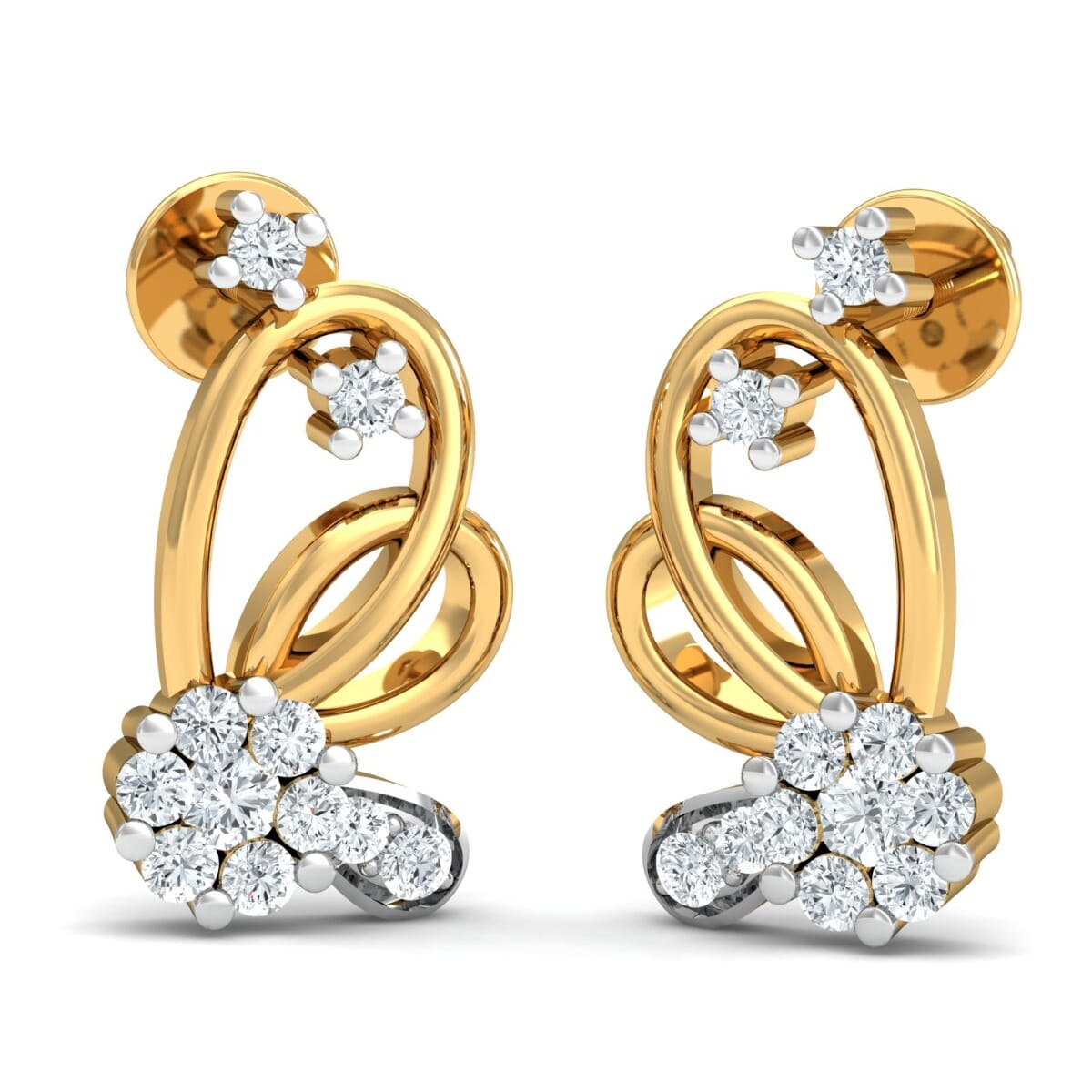 18K Gold Earrings and 0.35 carat Diamonds