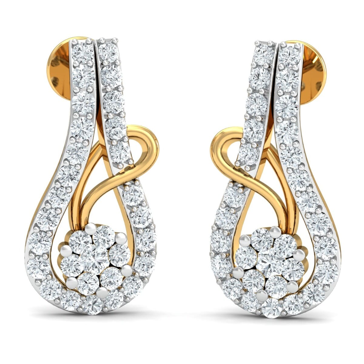 18K Gold Earrings and 0.89 carat Diamonds