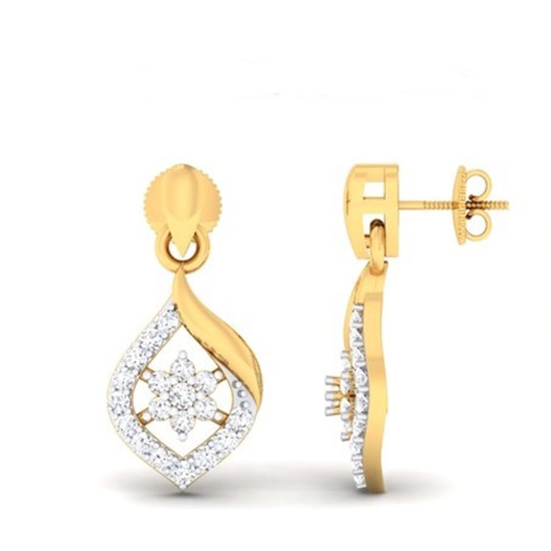18K Gold Earring and 0.36 carat Diamonds