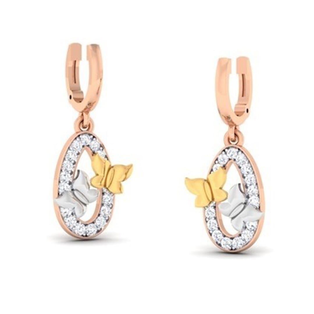 18K Gold Earring and 0.42 carat Diamonds