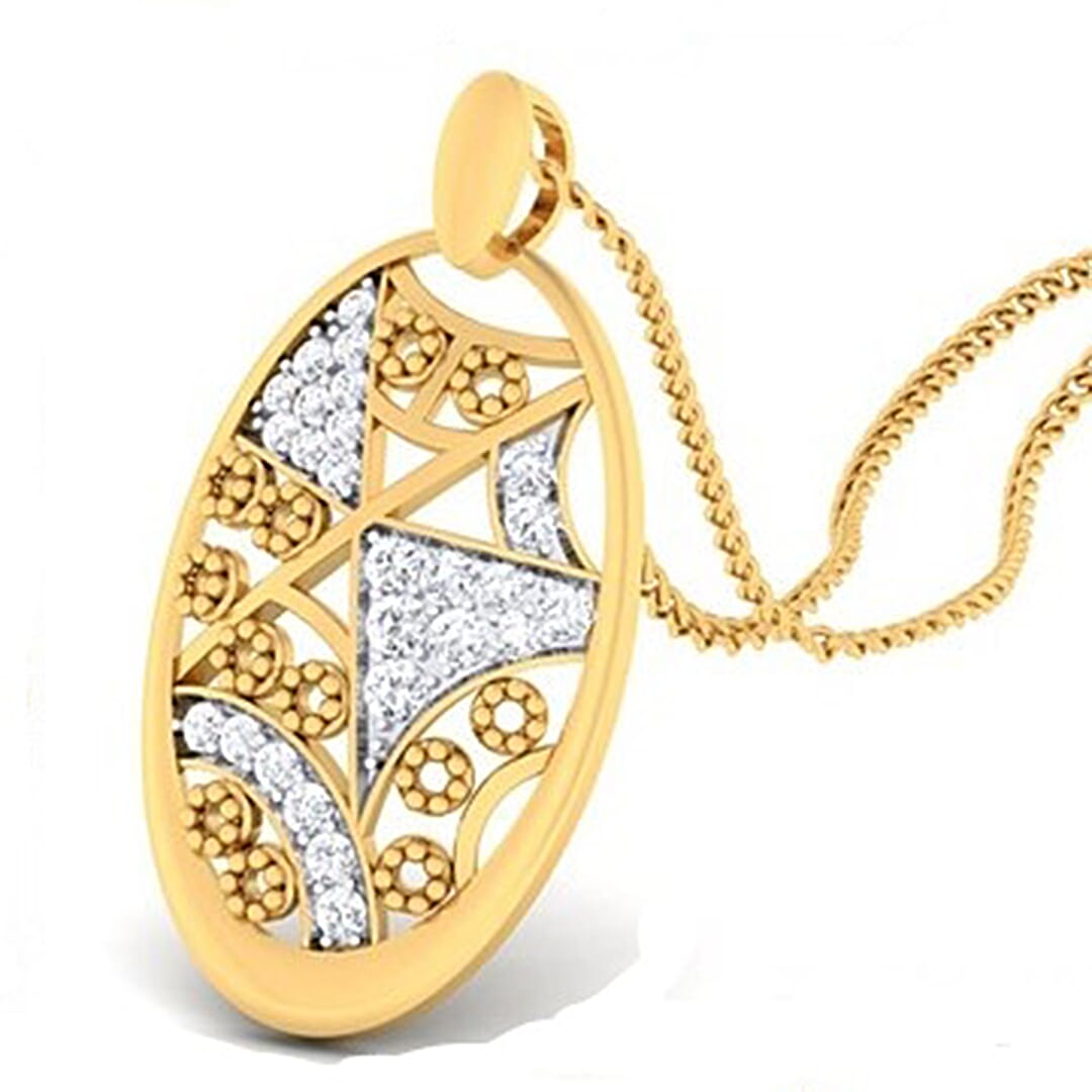 18K Gold Pendant and 0.34 carat Diamonds