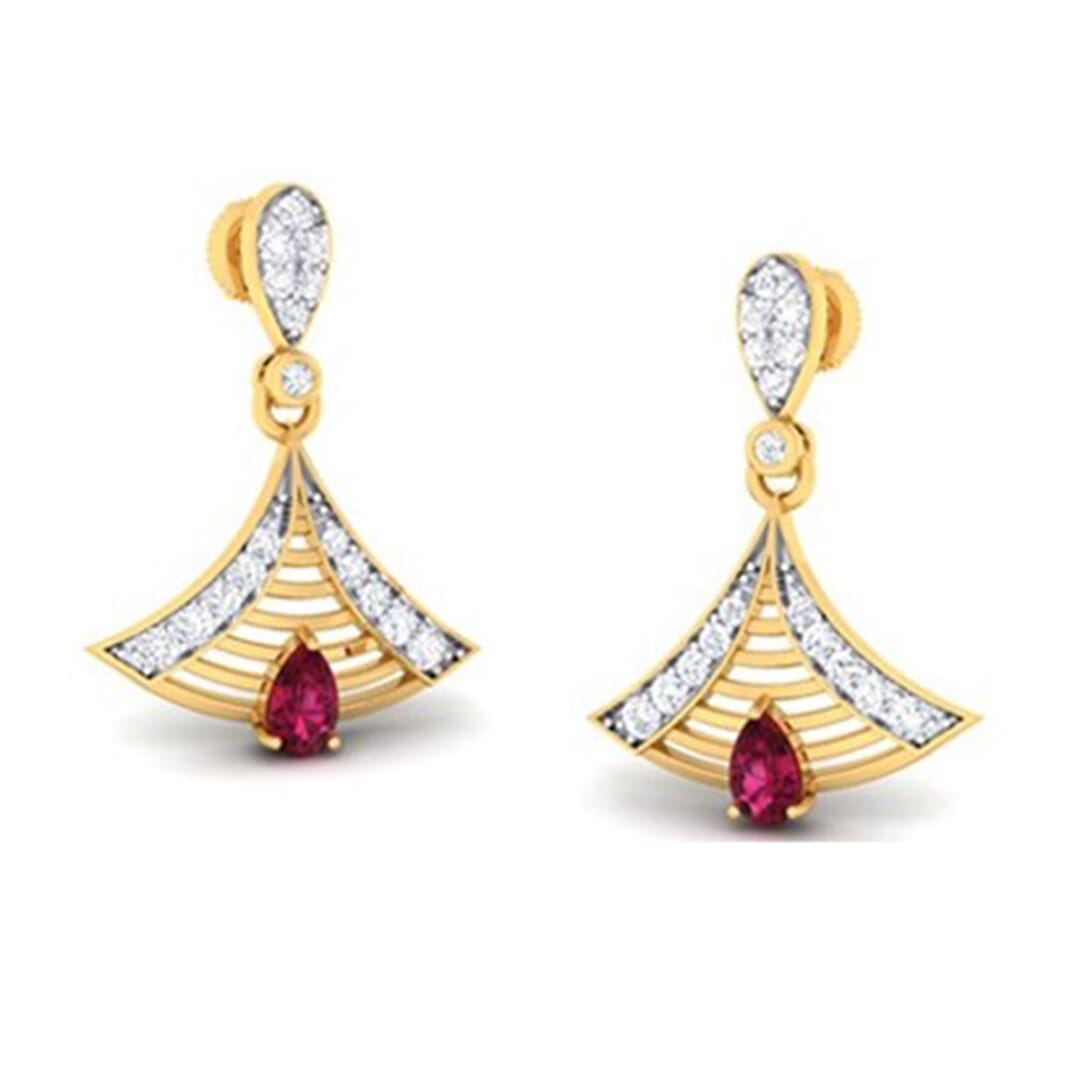 18K Gold Earring and 0.46 carat Diamond