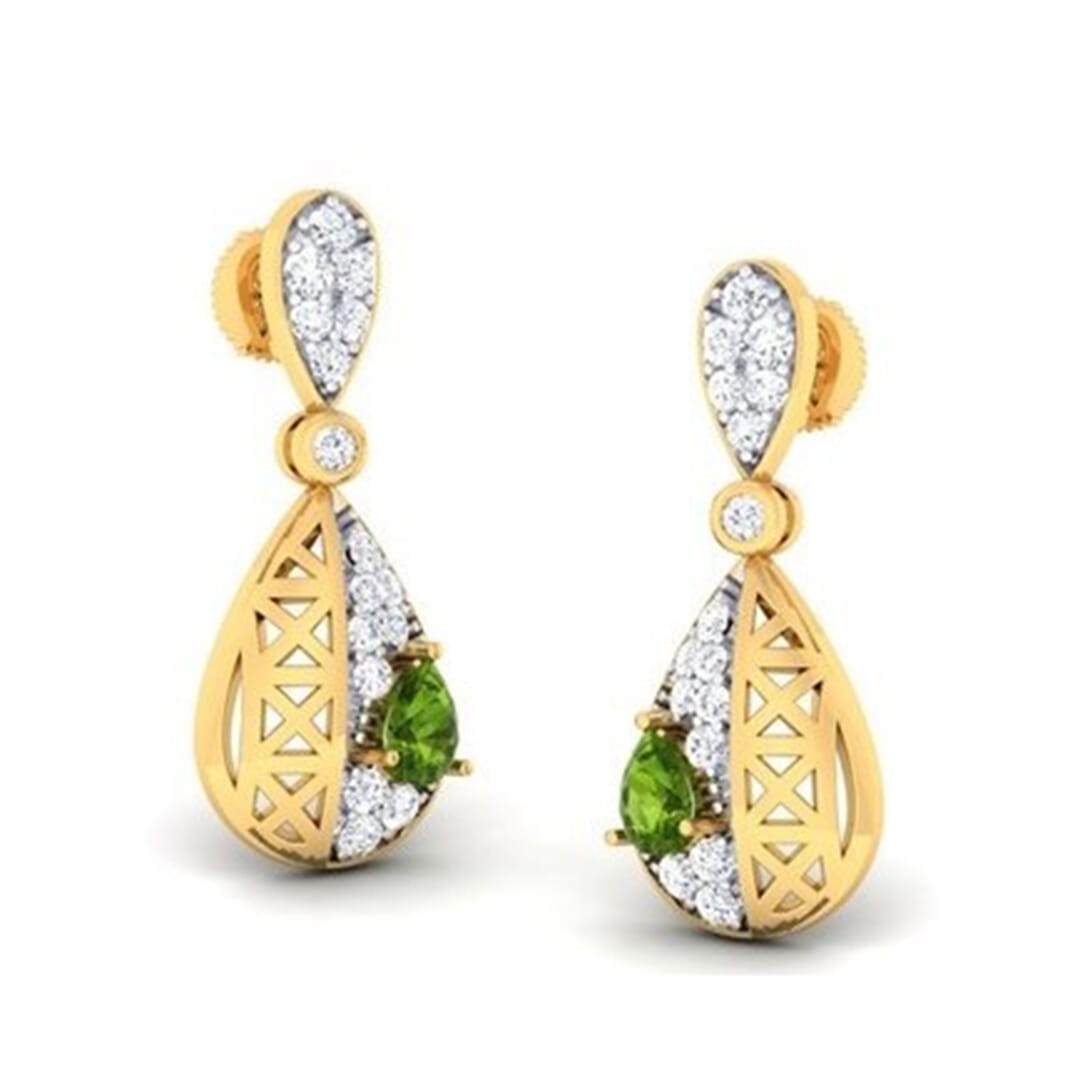 18K Gold Earring and 0.36 carat Diamond