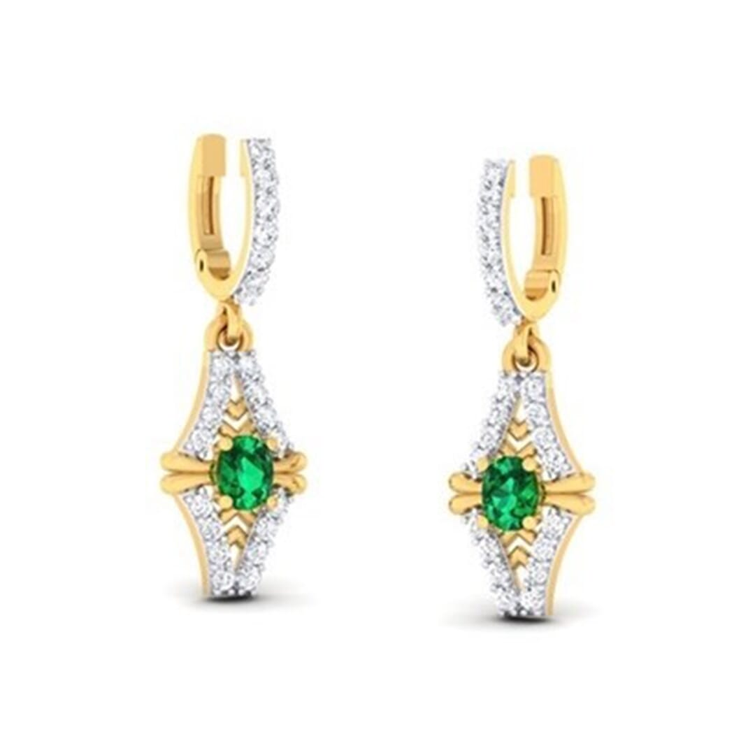 18K Gold Earring and 0.37 carat Diamond