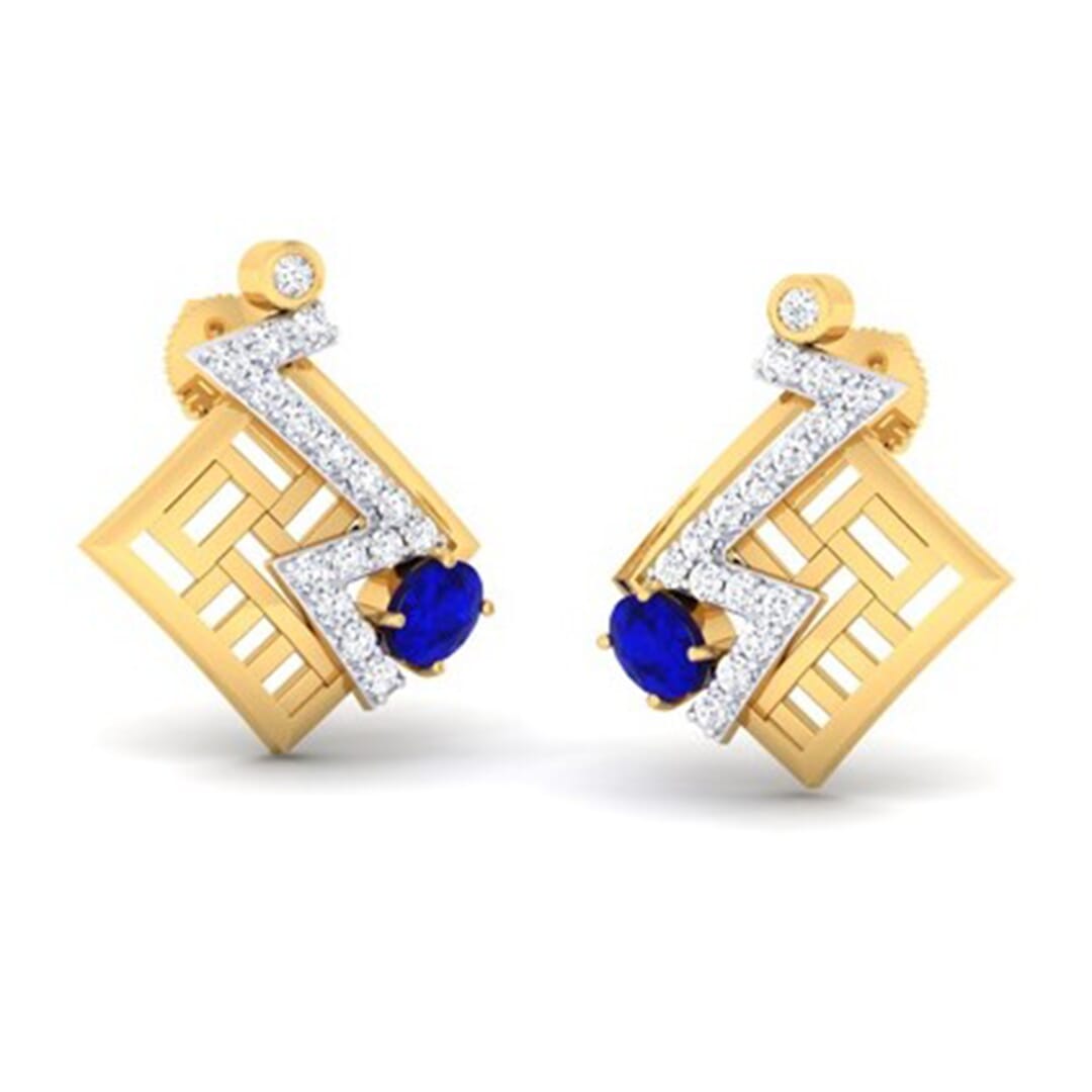 18K Gold Earring and 0.36 carat Diamond