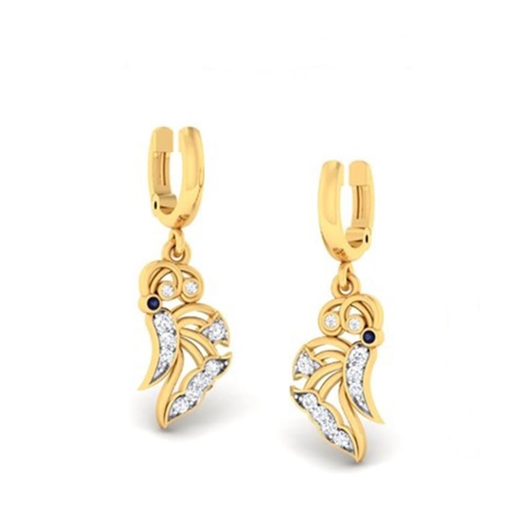 18K Gold Earring and 0.22 carat Diamonds
