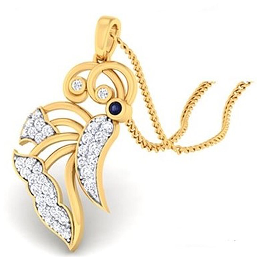 18K Gold Pendant and 0.42 carat Diamonds