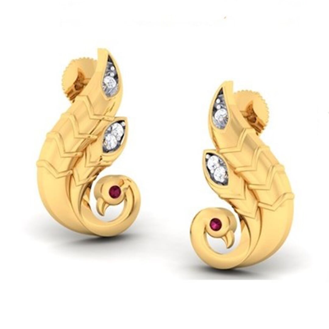 18K Gold Earring and 0.06 carat Diamonds