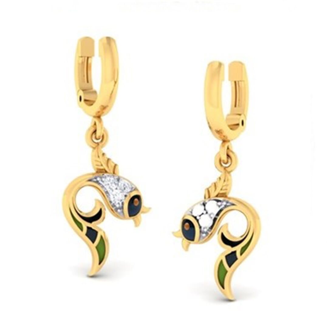 18K Gold Earring and 0.09 carat Diamonds