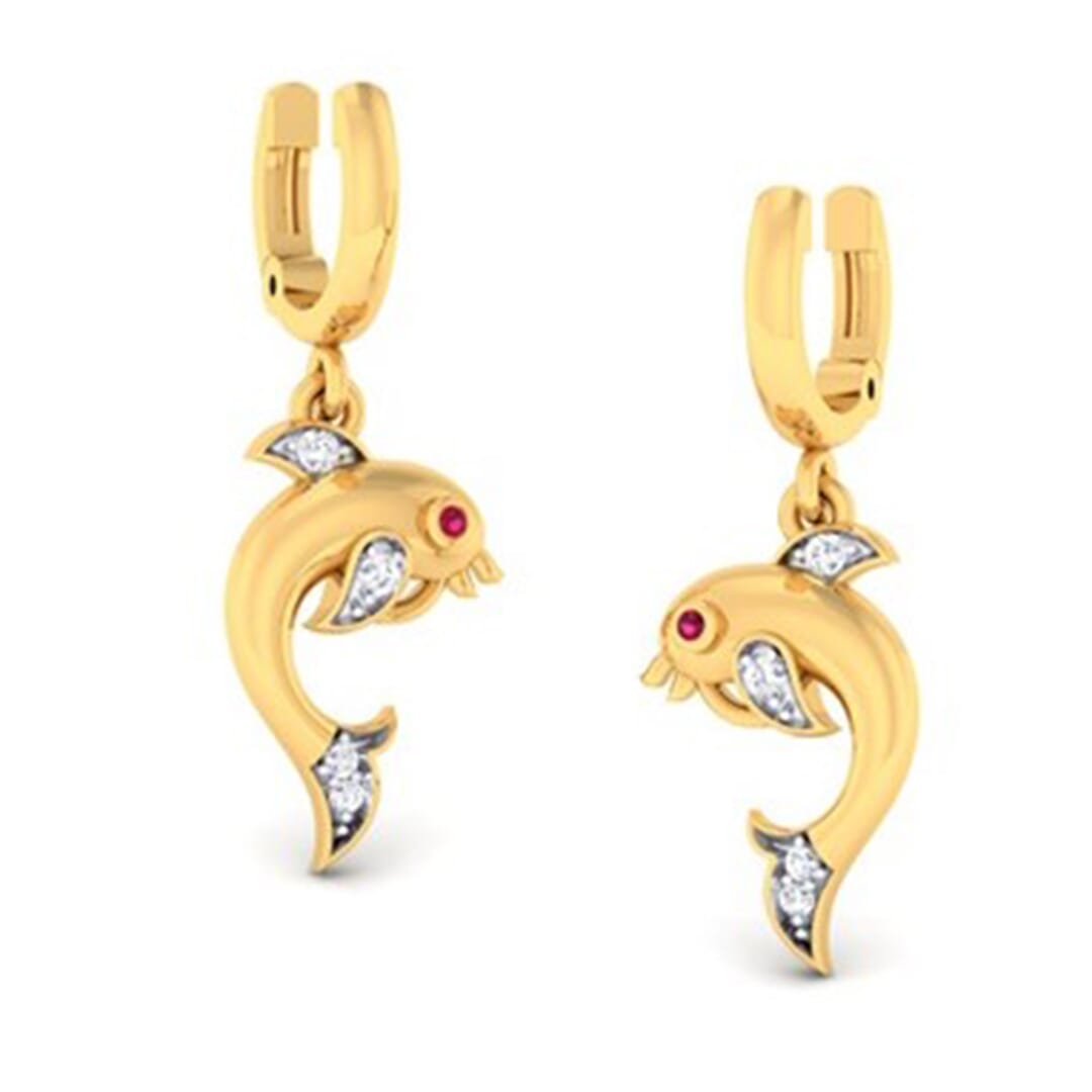 18K Gold Earring and 0.10 carat Diamonds