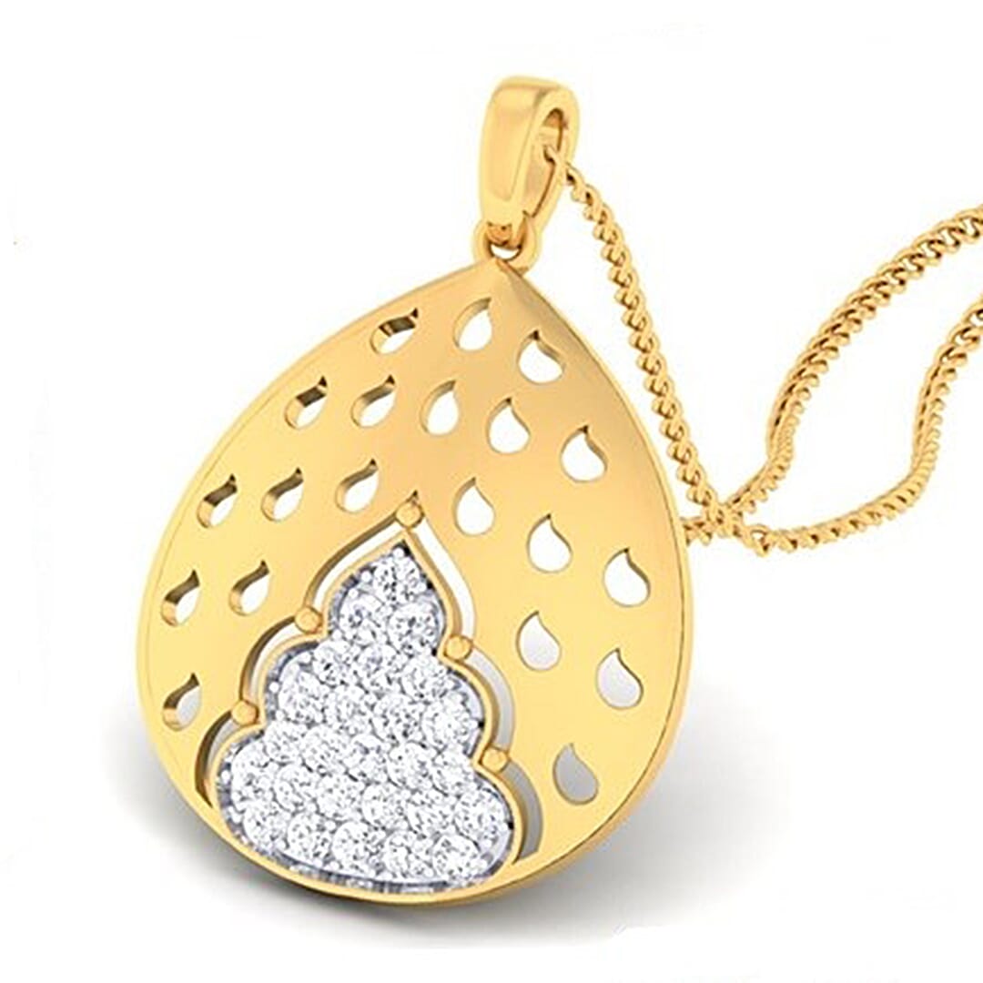 18K Gold Pendant and 0.42 carat Diamonds