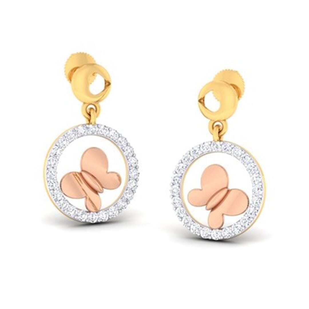 18K Gold Earring and 0.48 carat Diamond