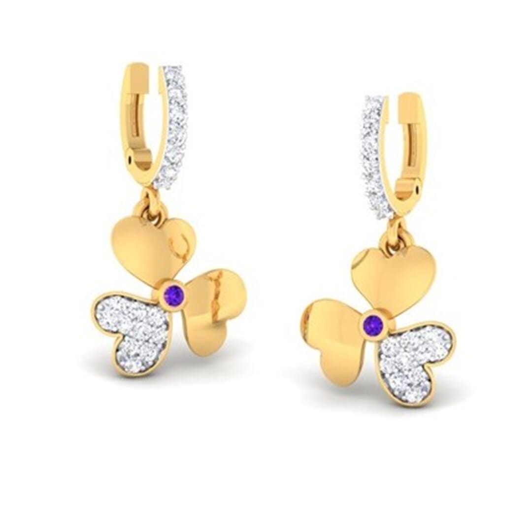 18K Gold Earring and 0.37 carat Diamond