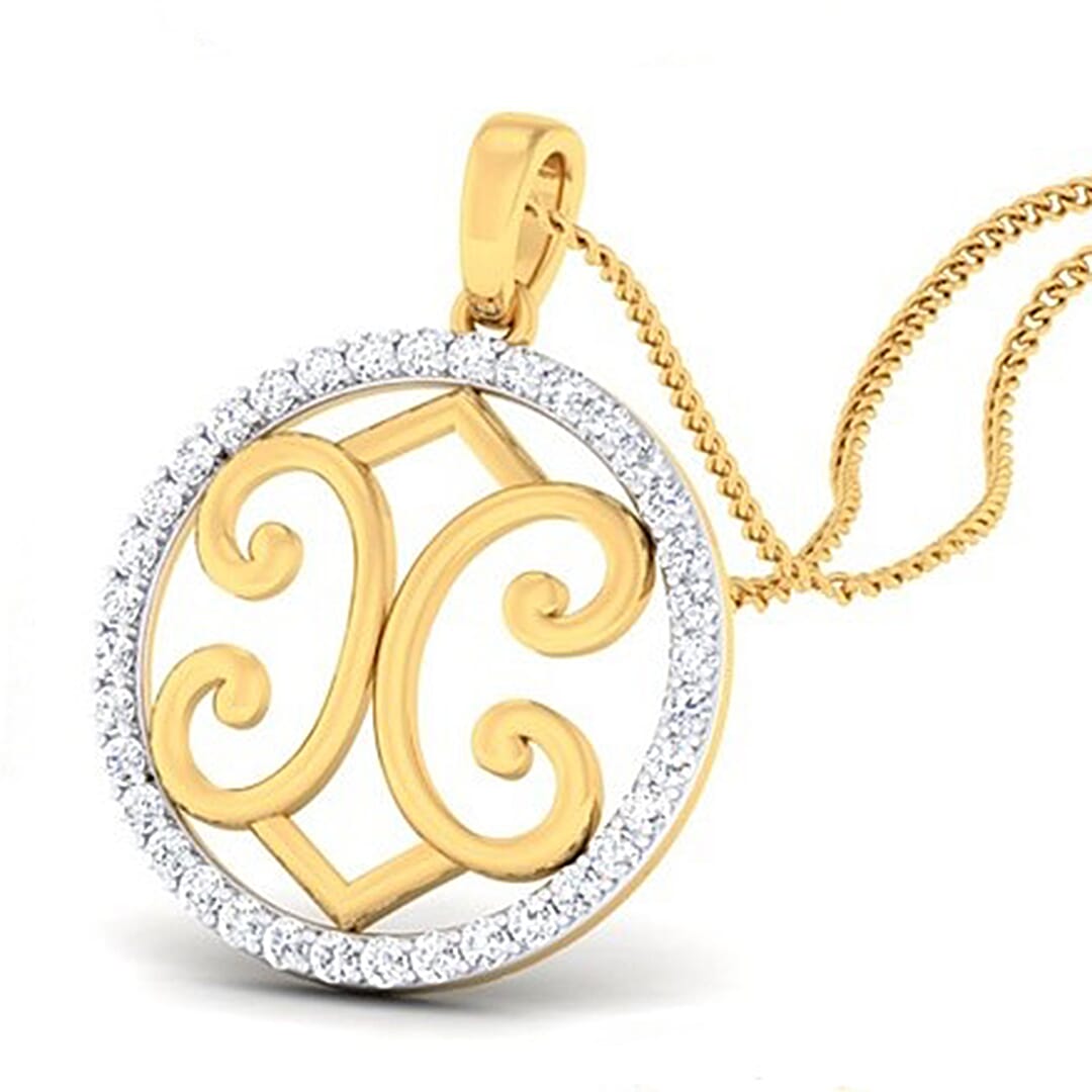 18K Gold Pendant and 0.36 carat Diamonds