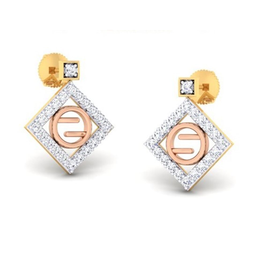 18K Gold Earring and 0.29 carat Diamond