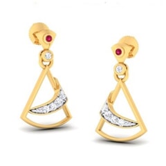 18K Gold Earring and 0.17 carat Diamond
