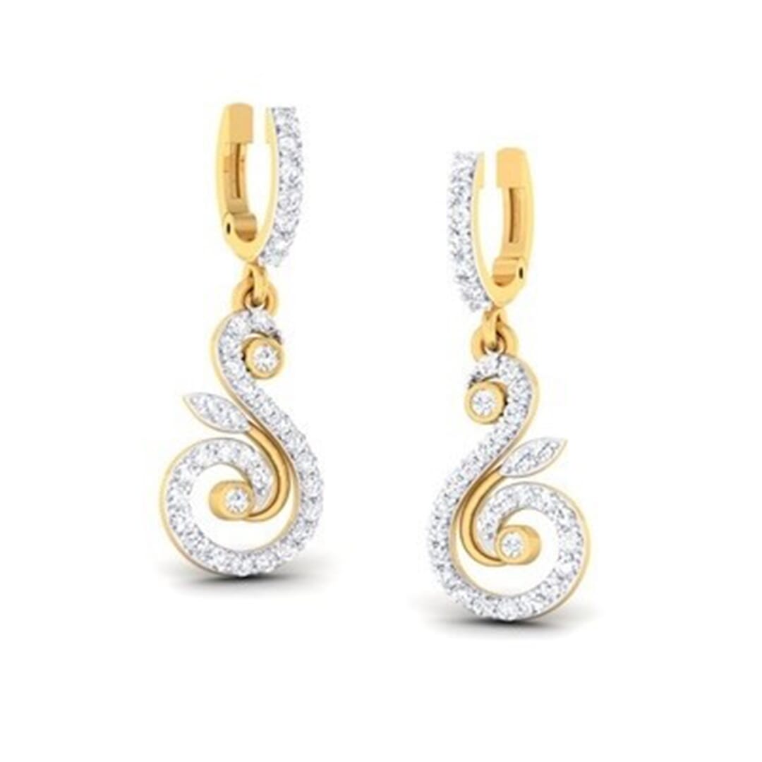 18K Gold Earring and 0.51 carat Diamond