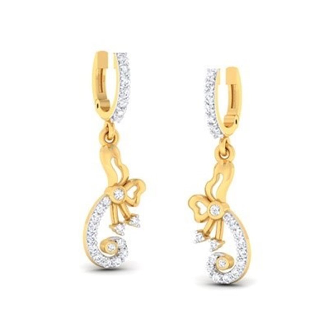 18K Gold Earring and 0.36 carat Diamond