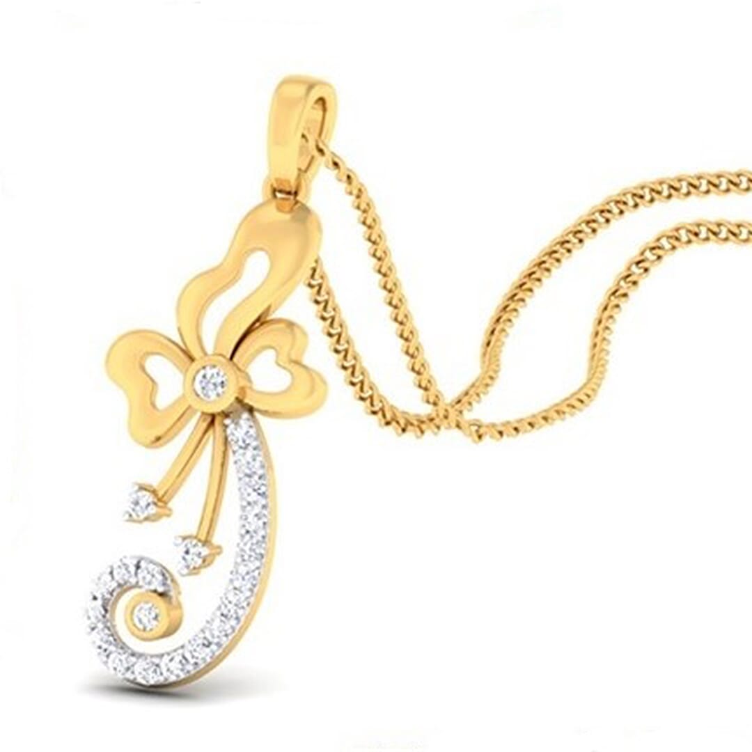 18K Gold Pendant and 0.24 carat Diamonds