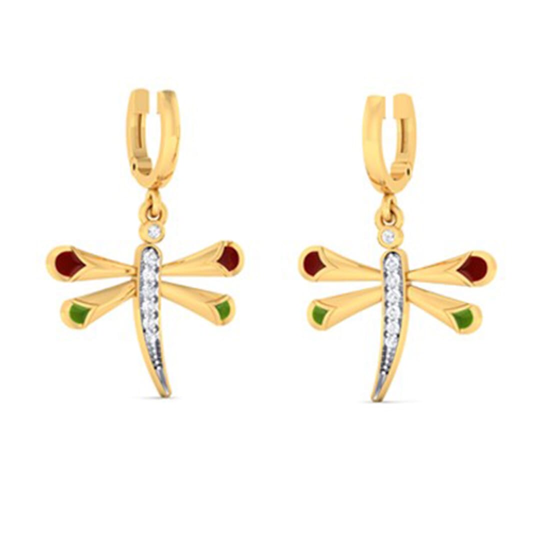 18K Gold Earring and 0.12 carat Diamond