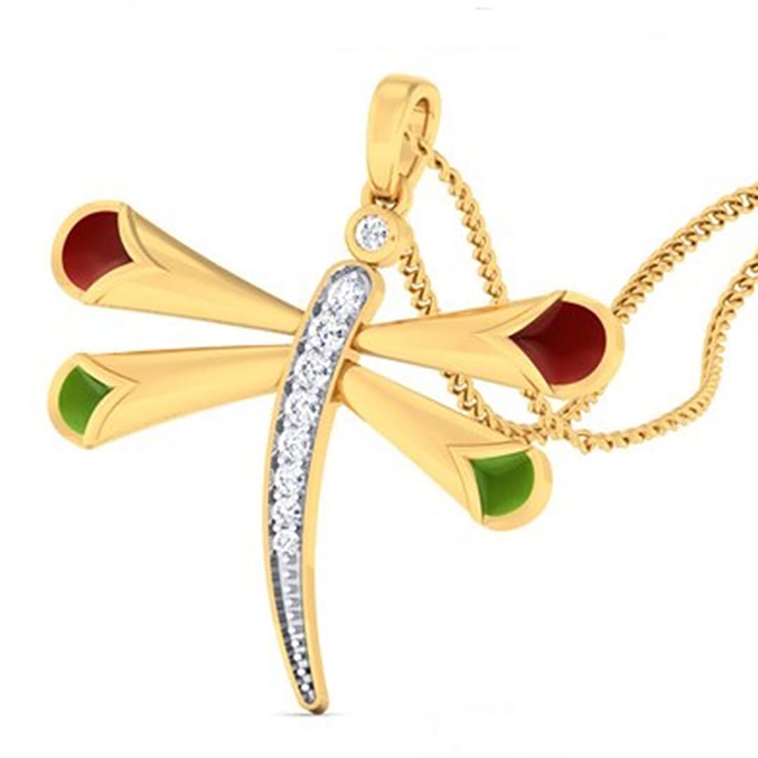 18K Gold Pendant and 0.14 carat Diamonds