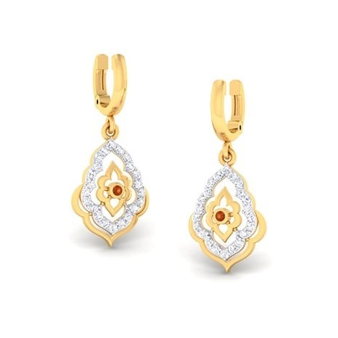 18K Gold Earring and 0.48 carat Diamond