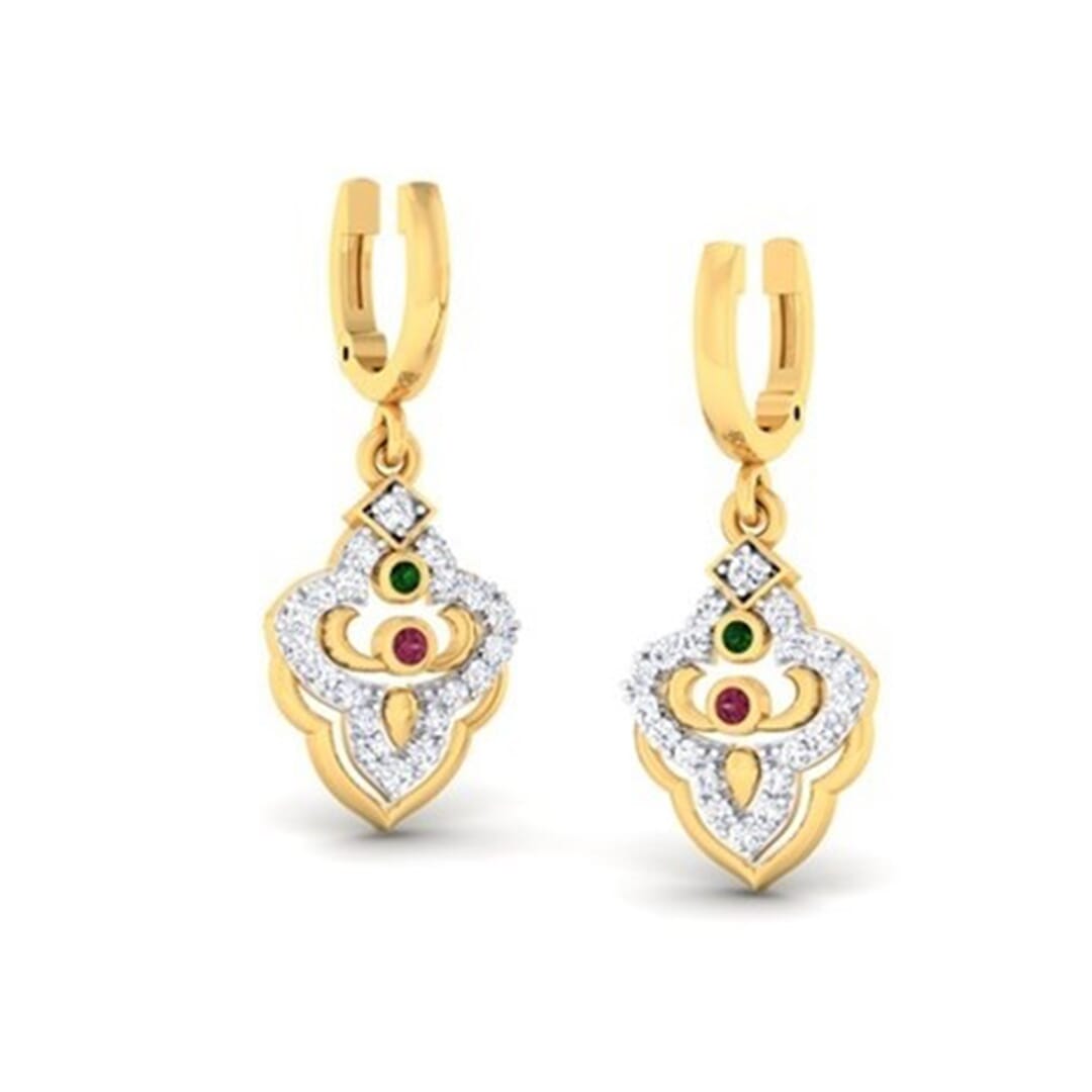 18K Gold Earring and 0.34 carat Diamond