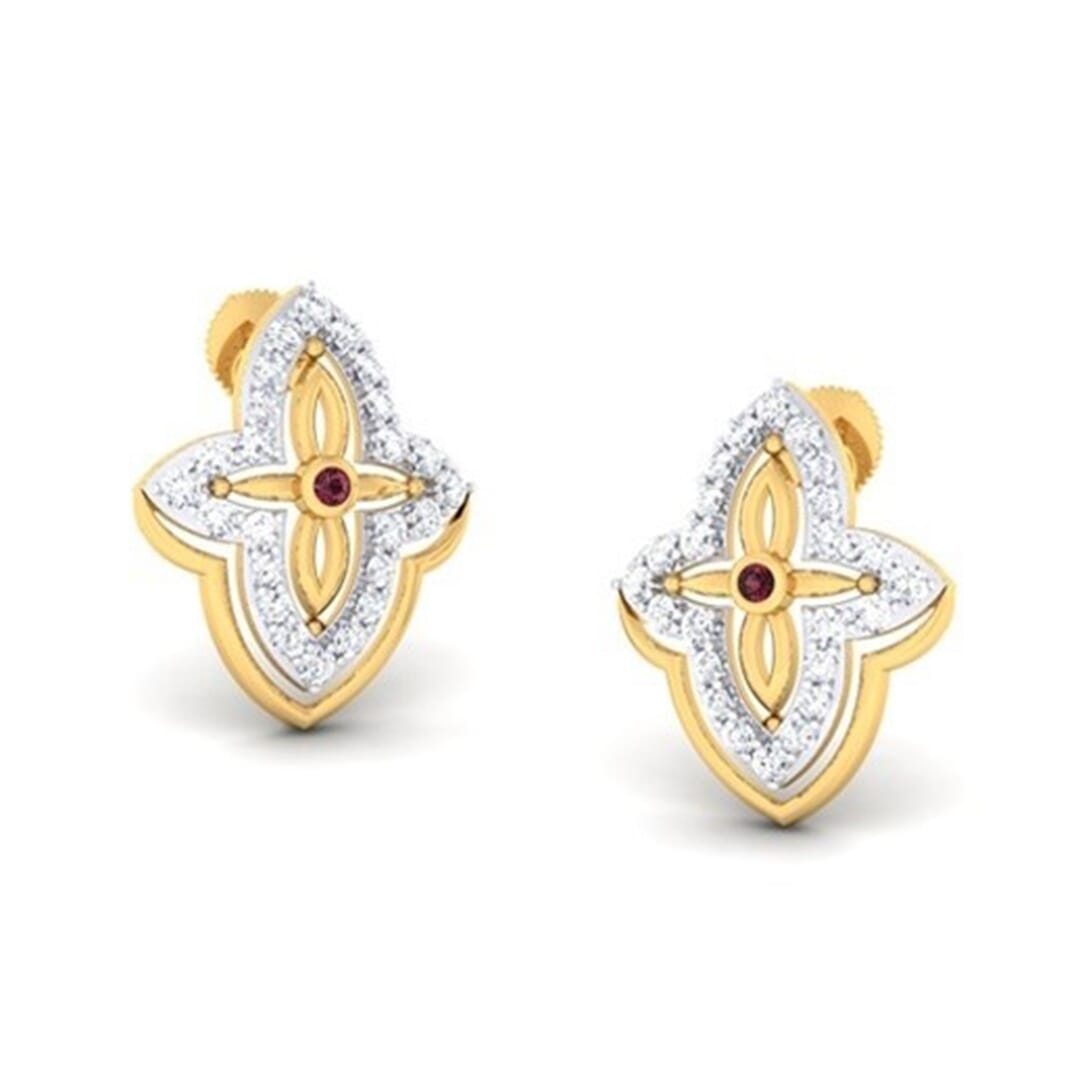 18K Gold Earring and 0.51 carat Diamond