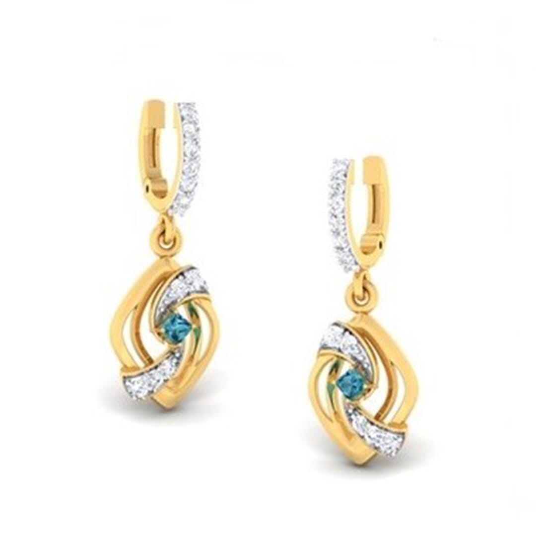 18K Gold Earring and 0.27 carat Diamond