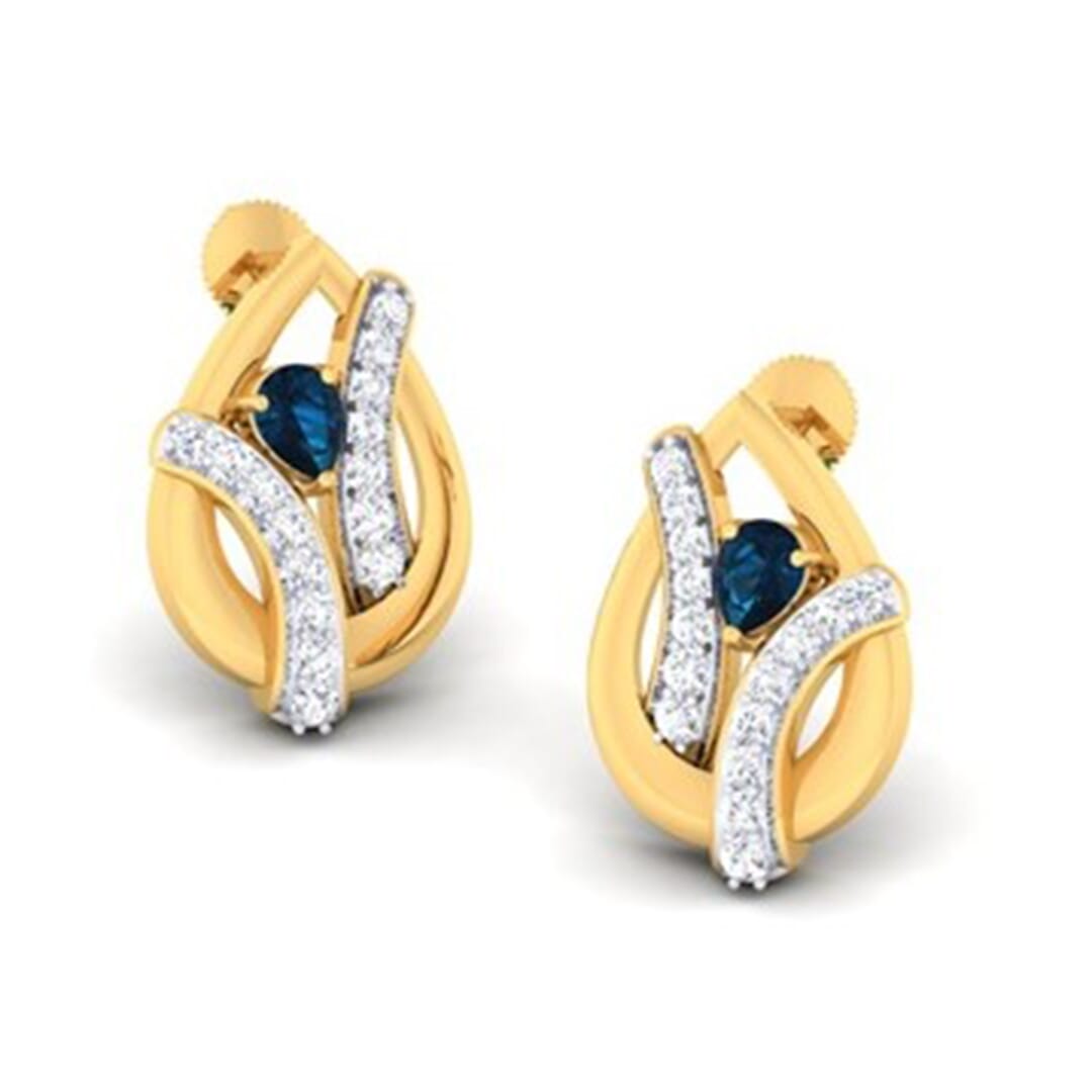18K Gold Earring and 0.32 carat Diamond
