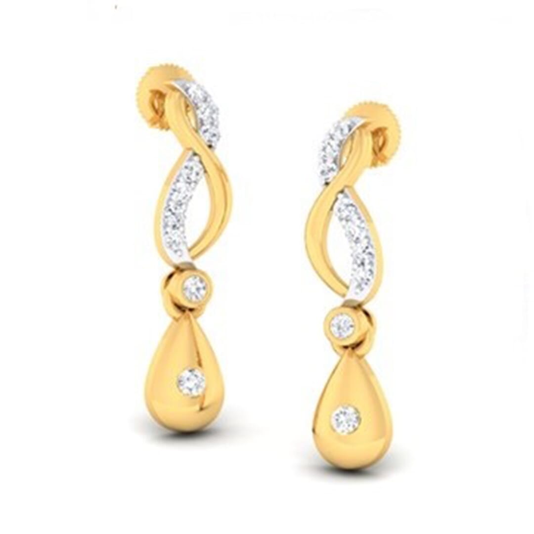 18K Gold Earring and 0.21 carat Diamond