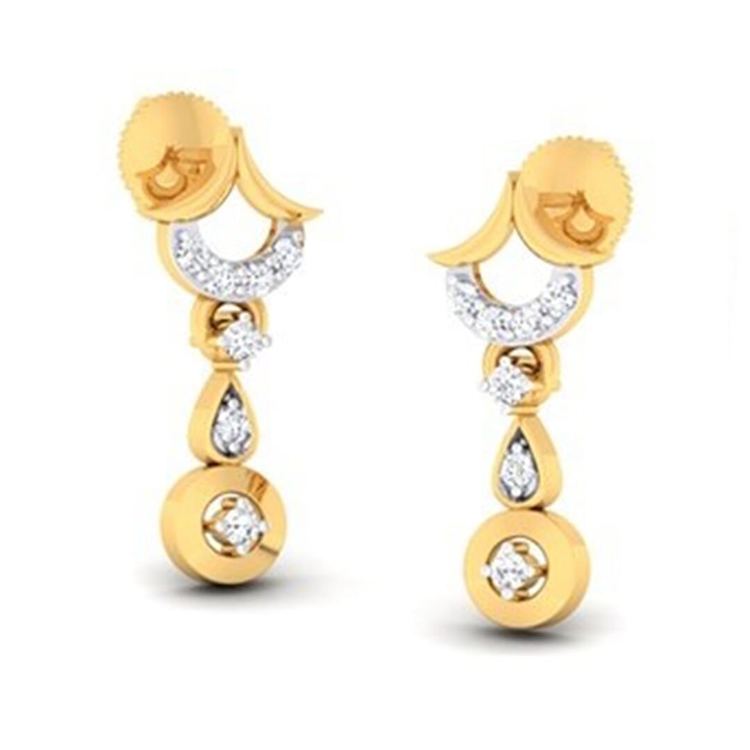 18K Gold Earring and 0.13 carat Diamond