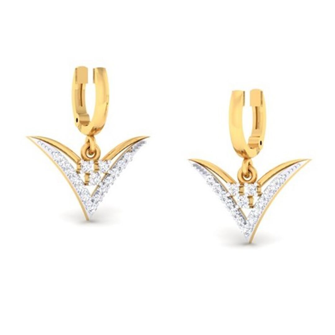 18K Gold Earring and 0.31 carat Diamond