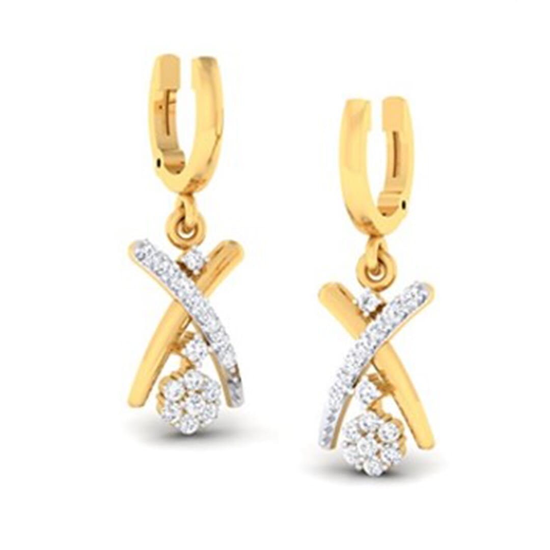 18K Gold Earring and 0.33 carat Diamond