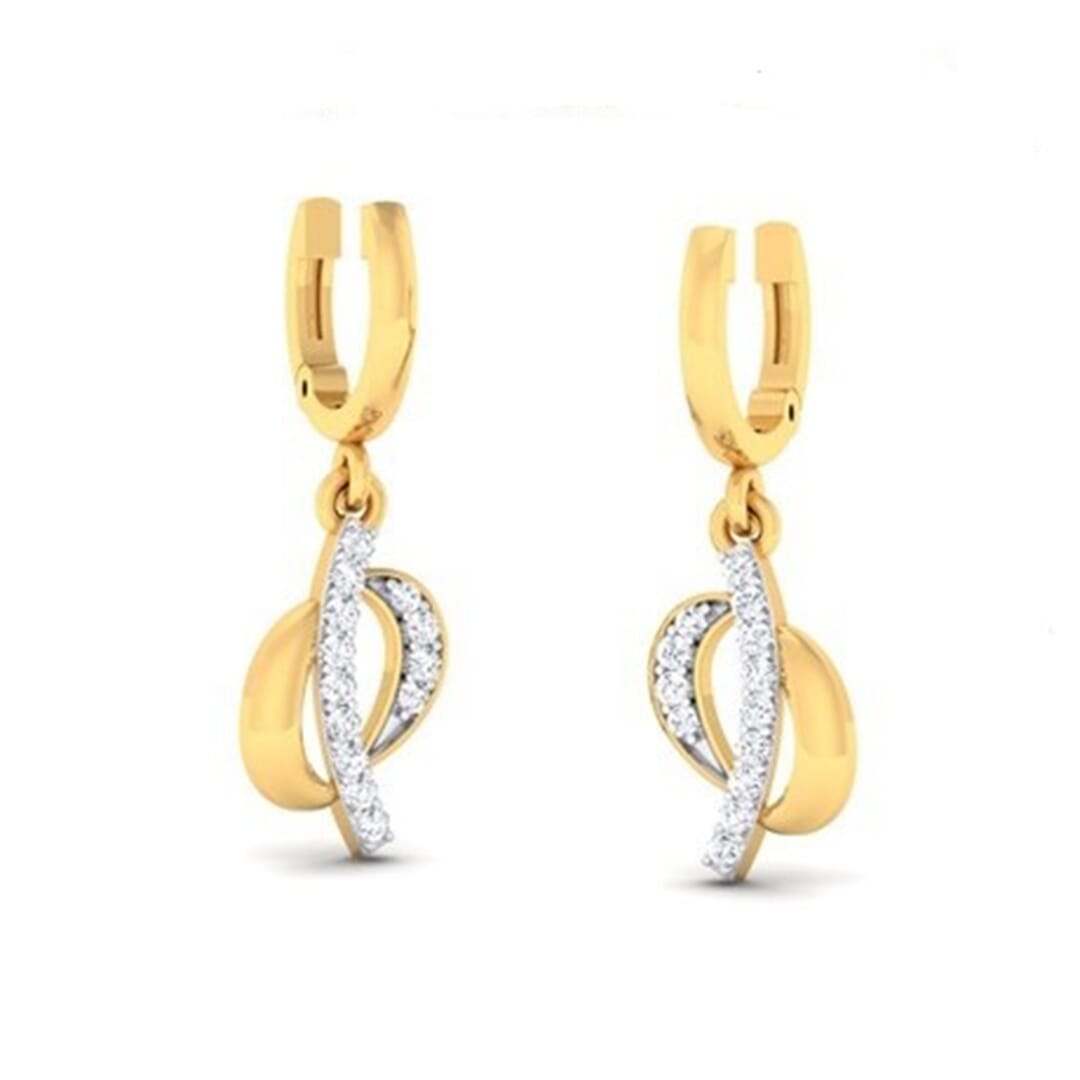 18K Gold Earring and 0.16 carat Diamond