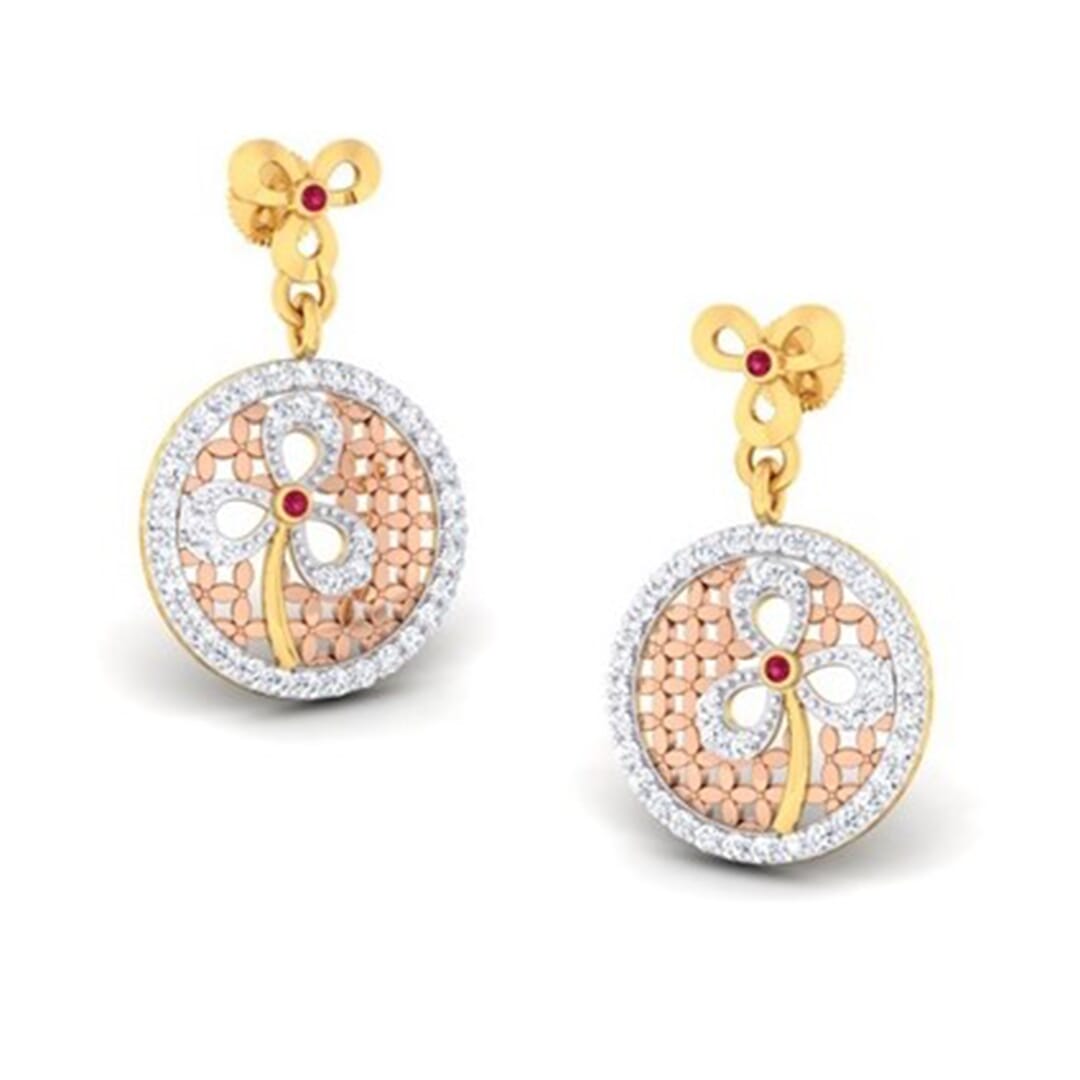18K Gold Earring and 0.32 carat Diamond