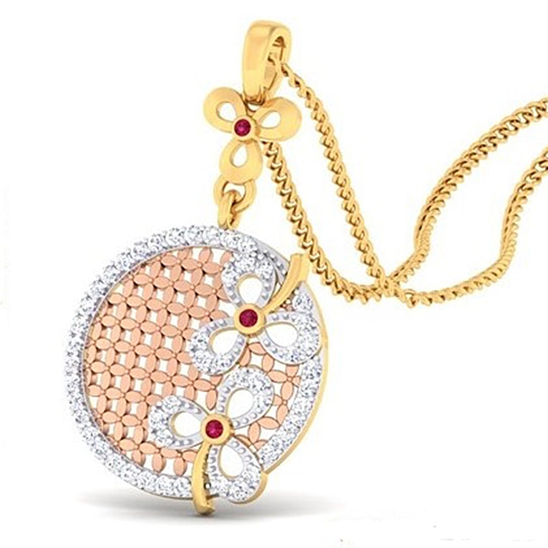 18K Gold Pendant and 0.37 carat Diamonds