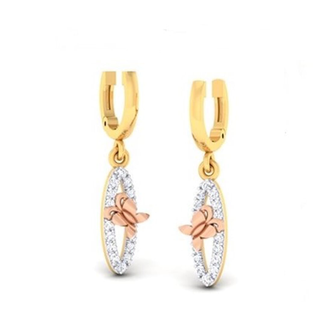 18K Gold Earring and 0.28 carat Diamond