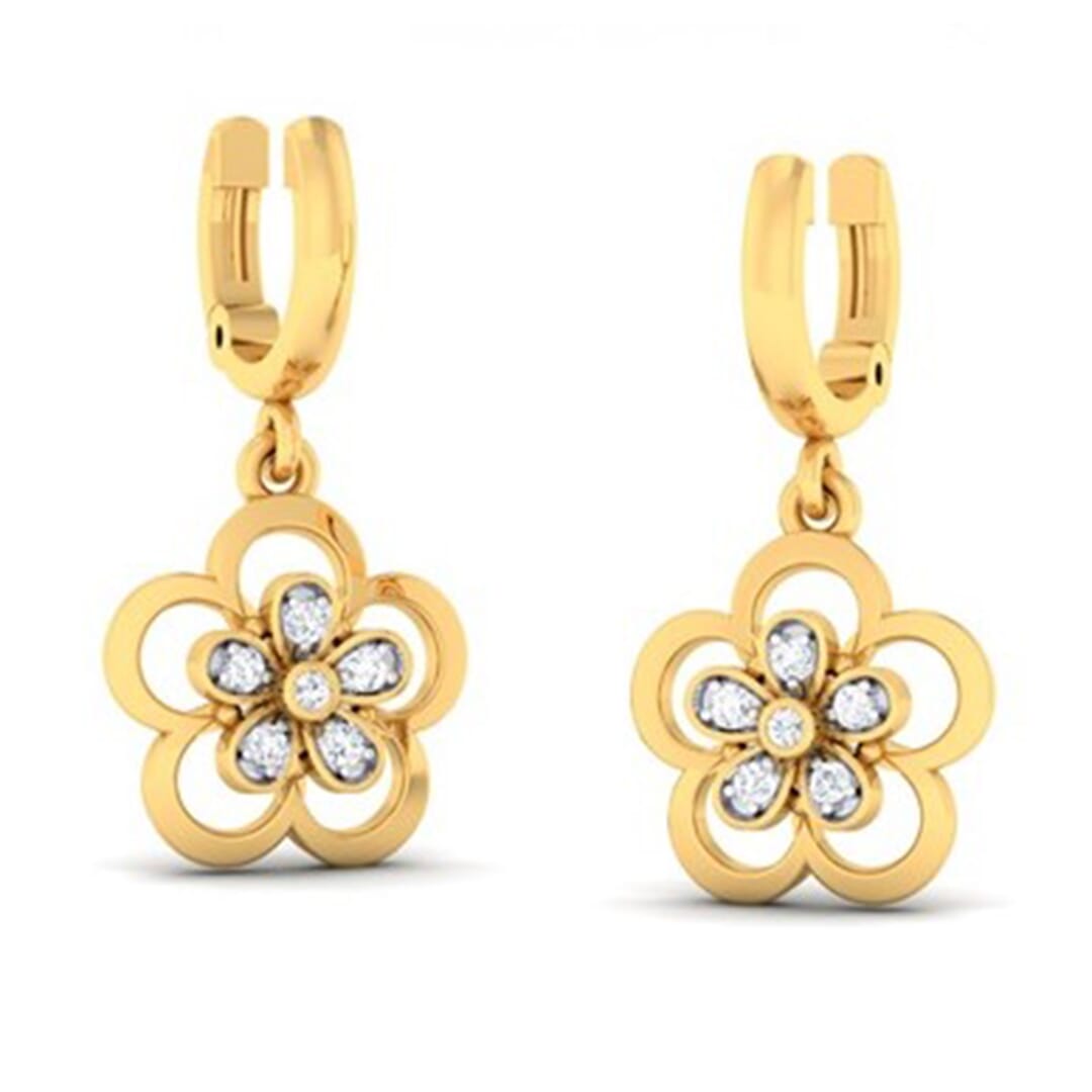 18K Gold Earring and 0.12 carat Diamond