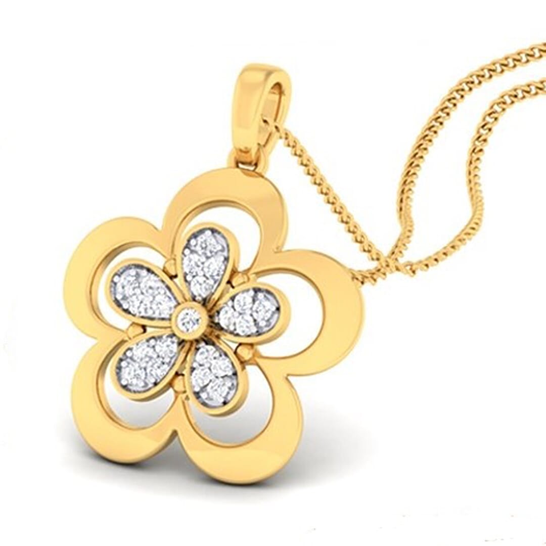 18K Gold Pendant and 0.13 carat Diamonds