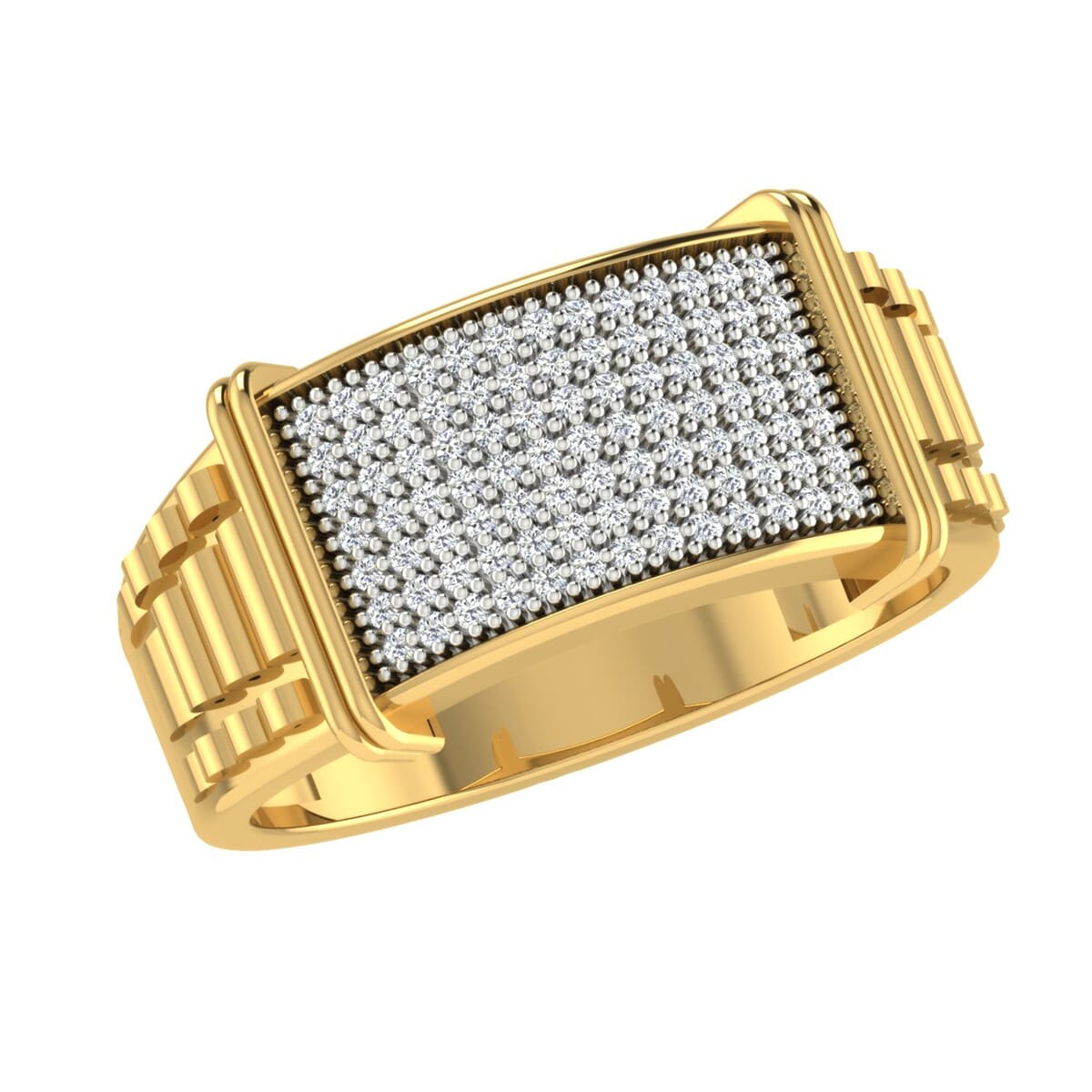 18K Gold and 0.46 Carat F Color VS Clarity Men's Diamond Ring