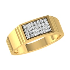 18K Gold and 0.22 Carat F Color VS Clarity Men's Diamond Ring