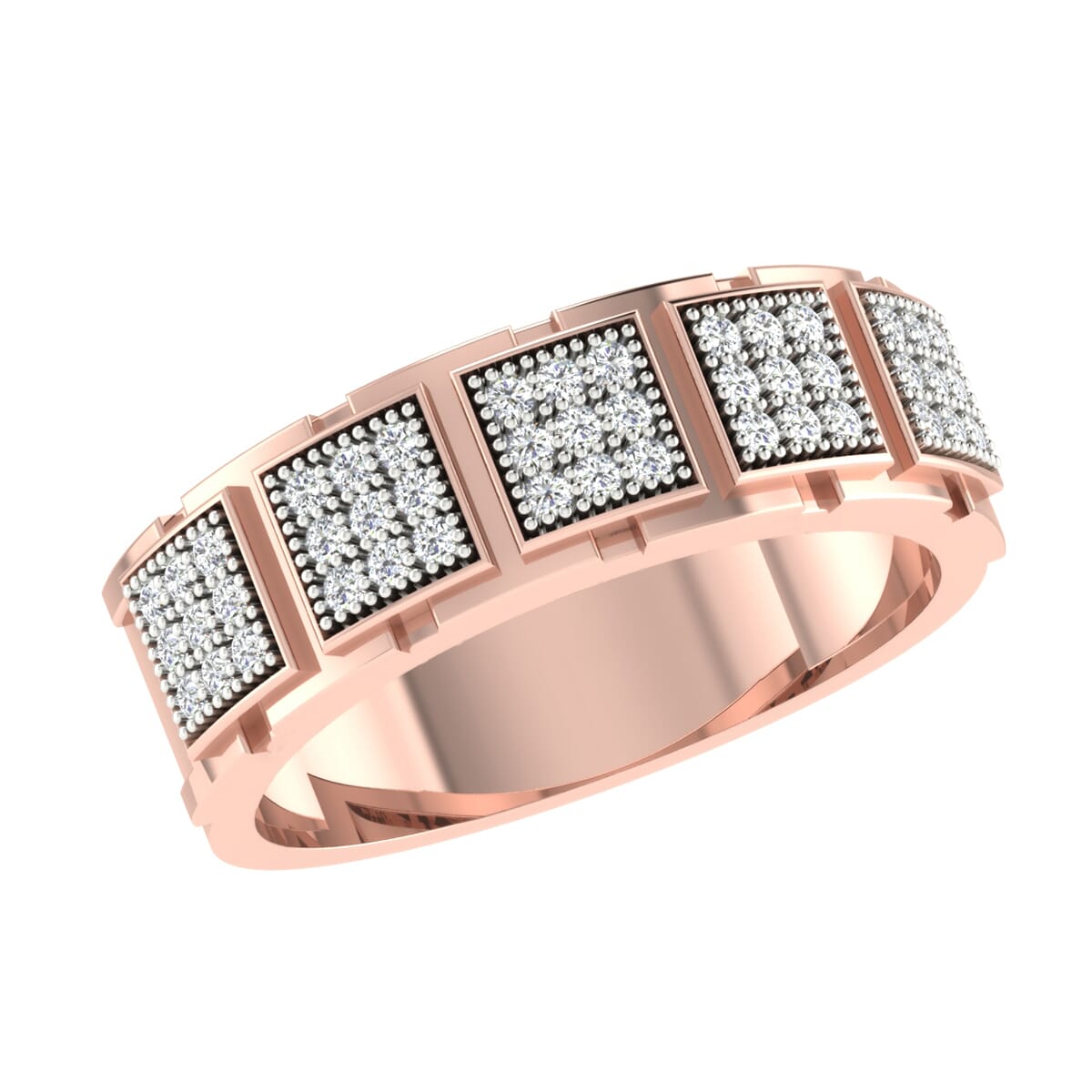 18K Gold and 0.36 Carat F Color VS Clarity Men's Diamond Ring