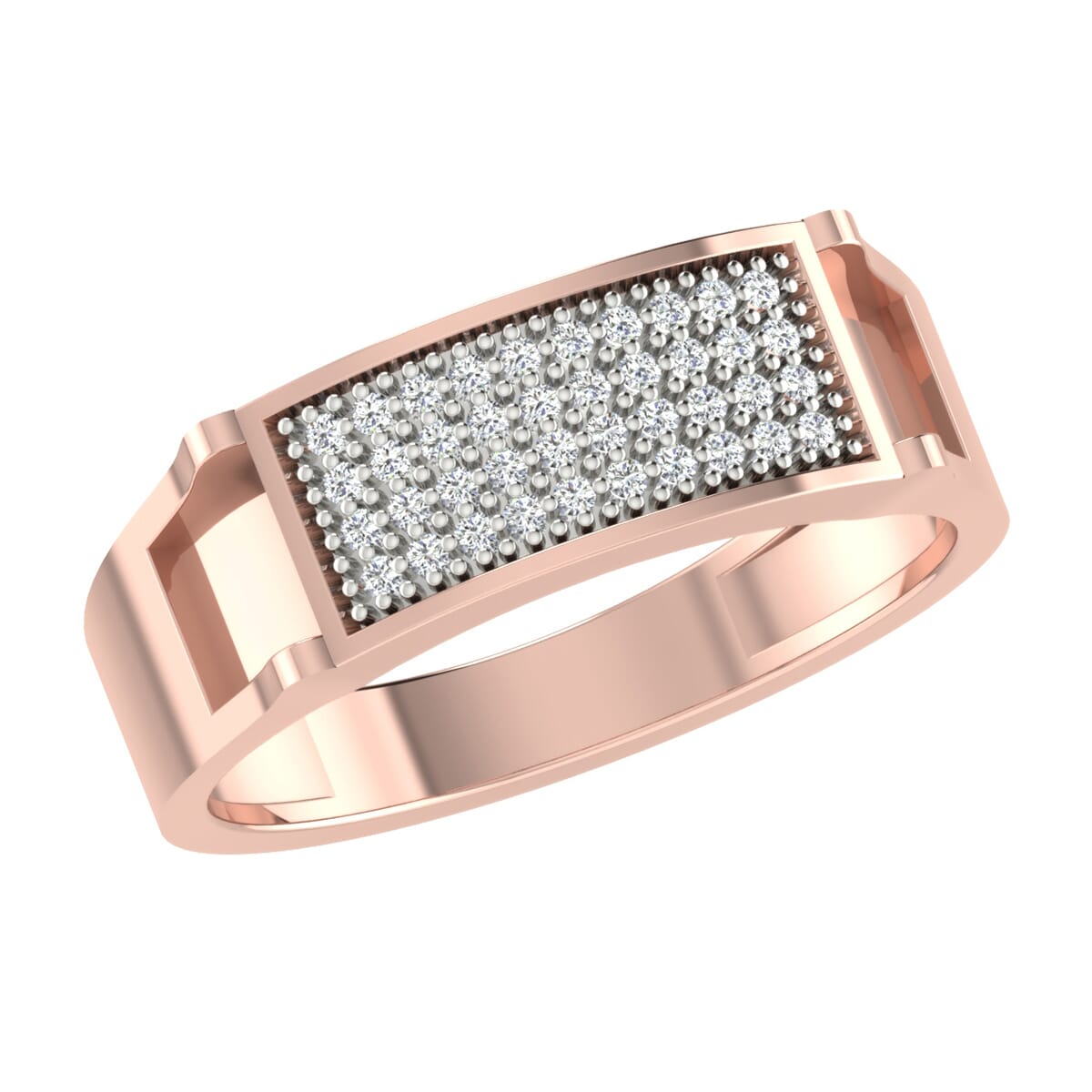 18K Gold and 0.29 Carat F Color VS Clarity Men's Diamond Ring