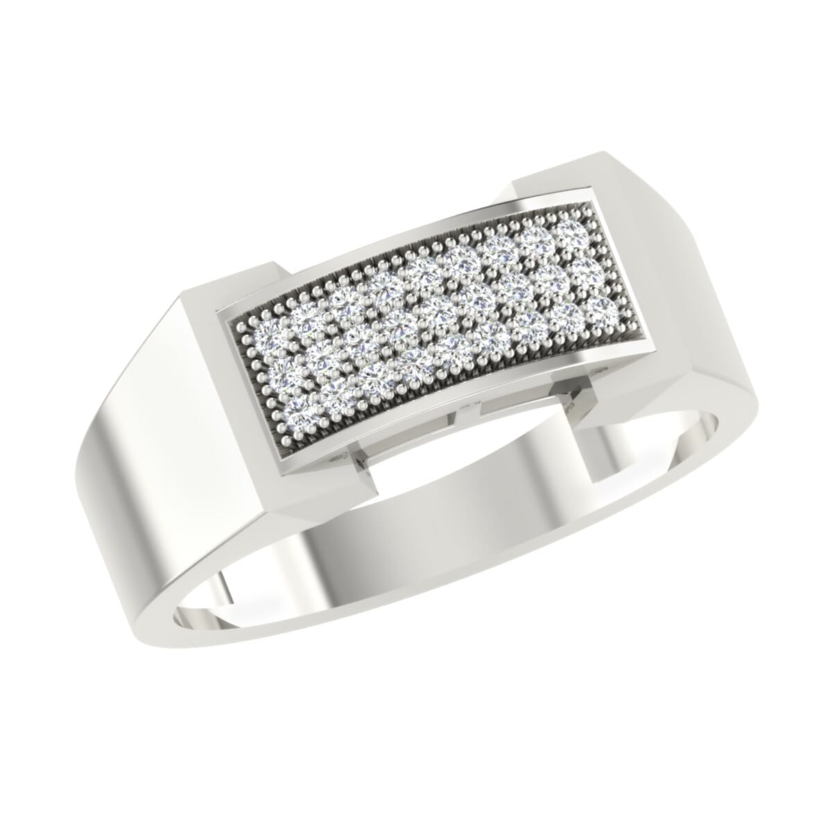 18K Gold and 0.22 Carat F Color VS Clarity Men's Diamond Ring