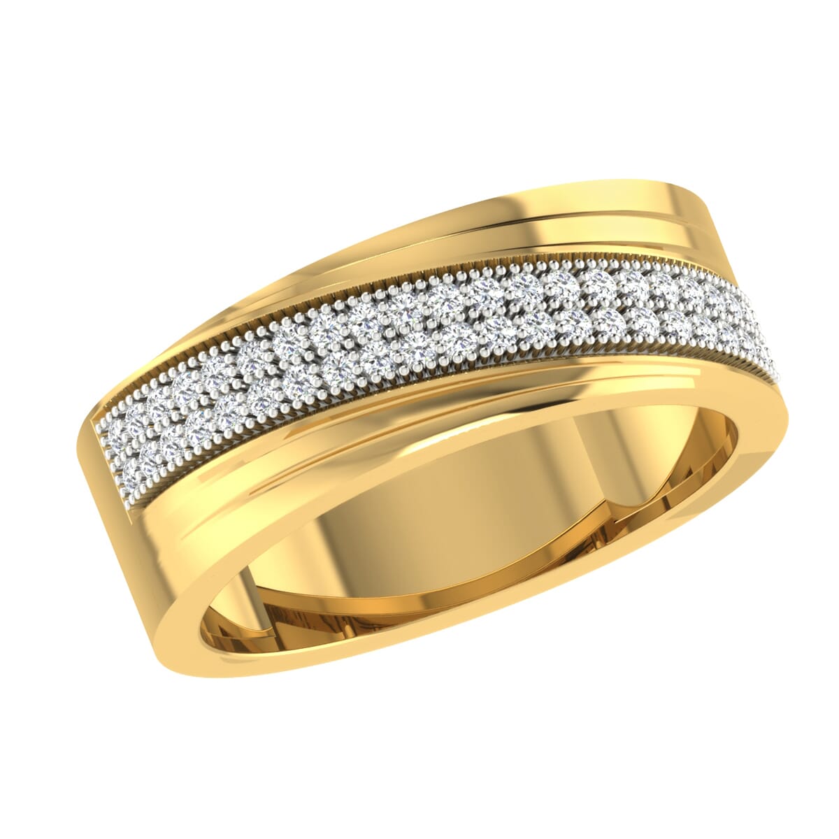 18K Gold and 0.39 Carat F Color VS Clarity Men's Diamond Ring