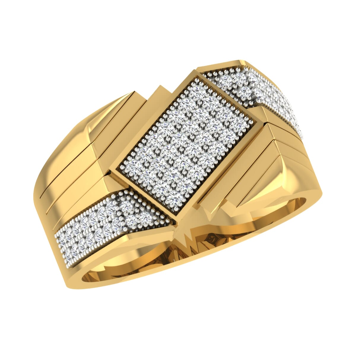 18K Gold and 0.61 Carat F Color VS Clarity Men's Diamond Ring