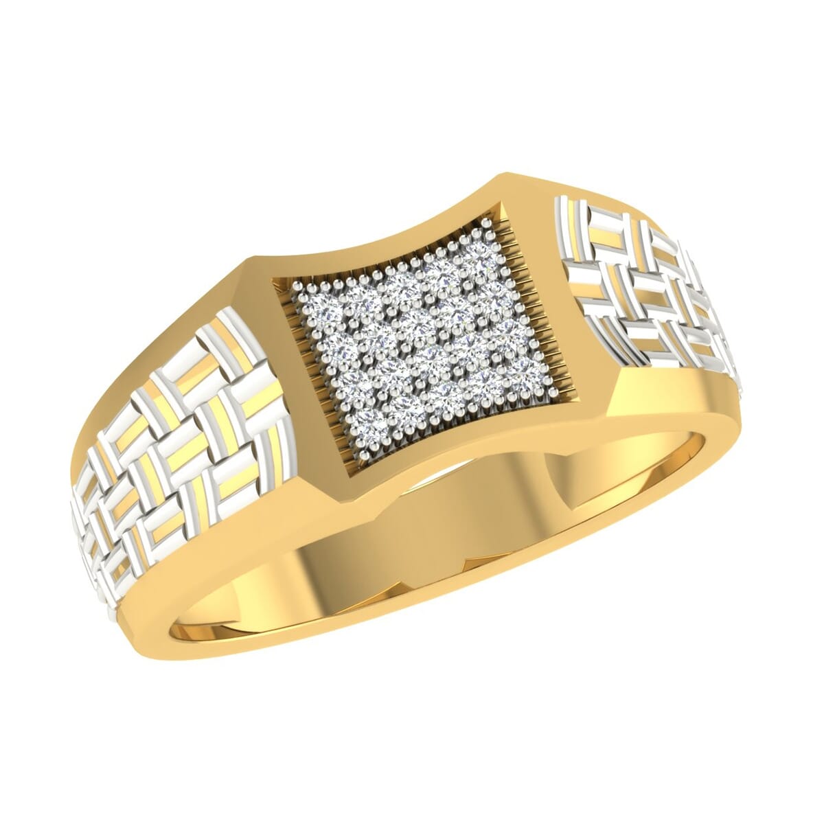 18K Gold and 0.17 Carat F Color VS Clarity Men's Diamond Ring